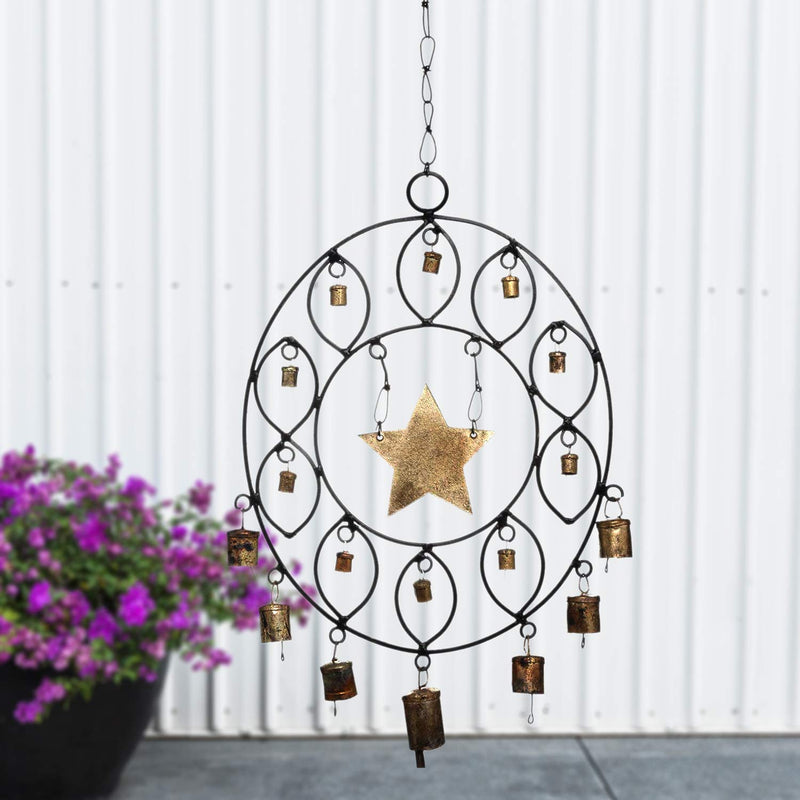 Store Indya Star in A Circle W / 17 with Bells Window Wall Tree Hanging