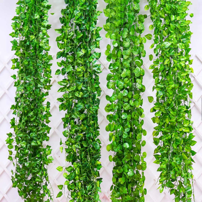 Celscity Artificial Leaf Plant for Decoration Garland Money Plant Leaf Creeper Balcony Decoration Items Wall Hanging Greenery Leaves Strands Each of 7 ft Pack of 10