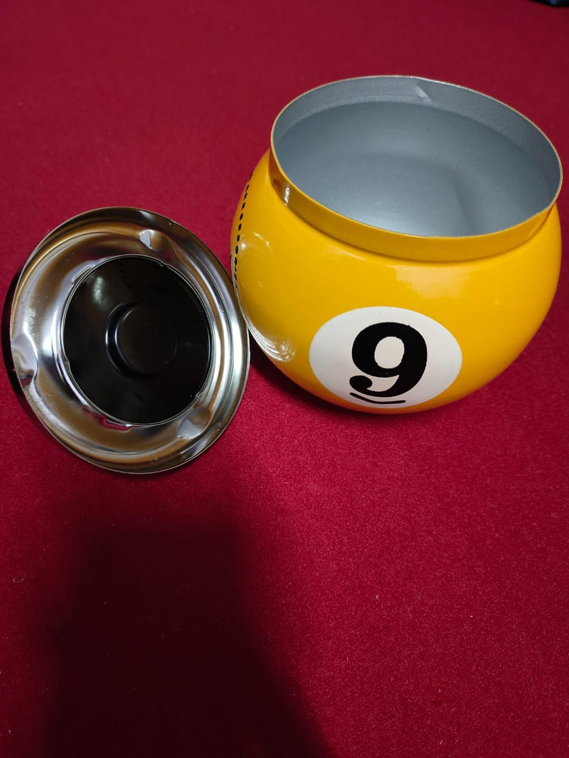 ABA Snooker and Pool 9 Ball Billiard Table Ashtray, Chrome-Plated Metal, Yellow