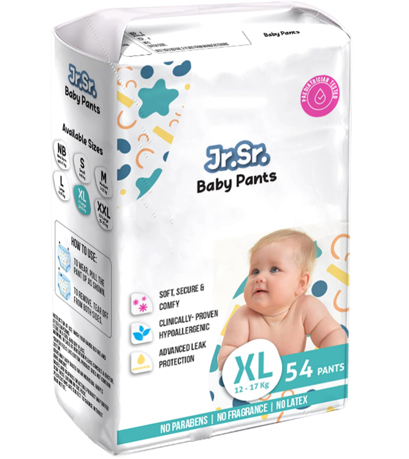 Jr.Sr. baby diaper| Extra Large | 12-17 Kg | 54 Counts | Pack of 1