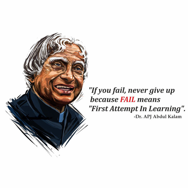 Sticker Yard Apj Abdul Kalam Fail 'First Attempt in Learning' Vinyl Wall Sticker for Living Room/Bedroom/Office and All Decorative Wall Stickers Size 76X55CM