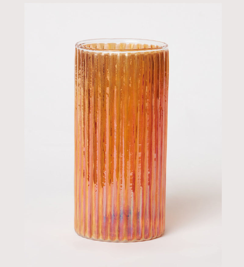 Bs amor Glass Cylinder Vases 6.3 Inch Tall - Multi-use: Pillar Candle, Floating Candles Holders or Flower Vase – Perfect as a Wedding Centerpieces Pack of 1 Silaidar(Orange)