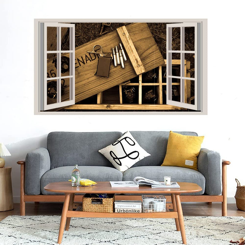 GADGETS WRAP Printed Wall Decal Sticker Fake Window Style Decal (90cm x 50cm) - Grenades Box