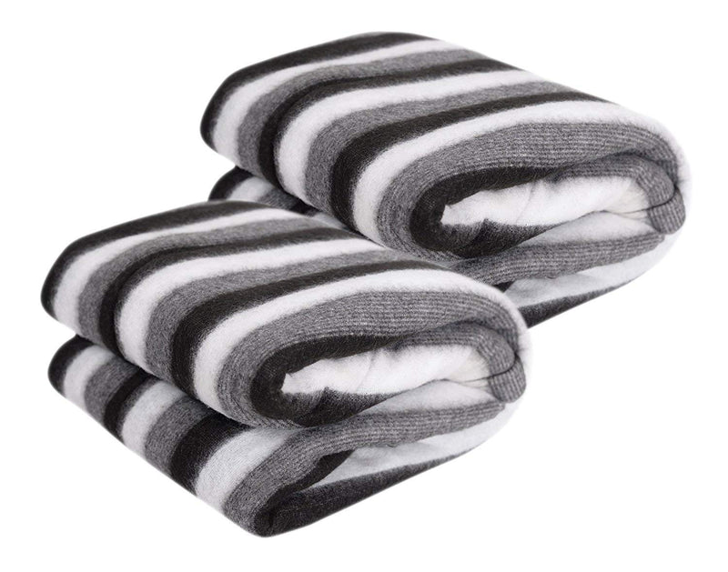 Devil Single Bed Ac Fleece Blanket Size :Single :60X90 Inch Pack of 2 - Black and White Stripes