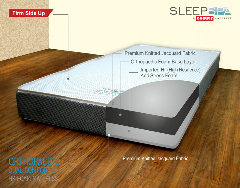 SLEEPSPA Dual Comfort -Hard and Soft-with Soft Comfort Cubes and Rebotech 5 inch Single Size High Resilience (HR) Foam Mattress | 7 Years Warranty (LxW: 72X36X5)