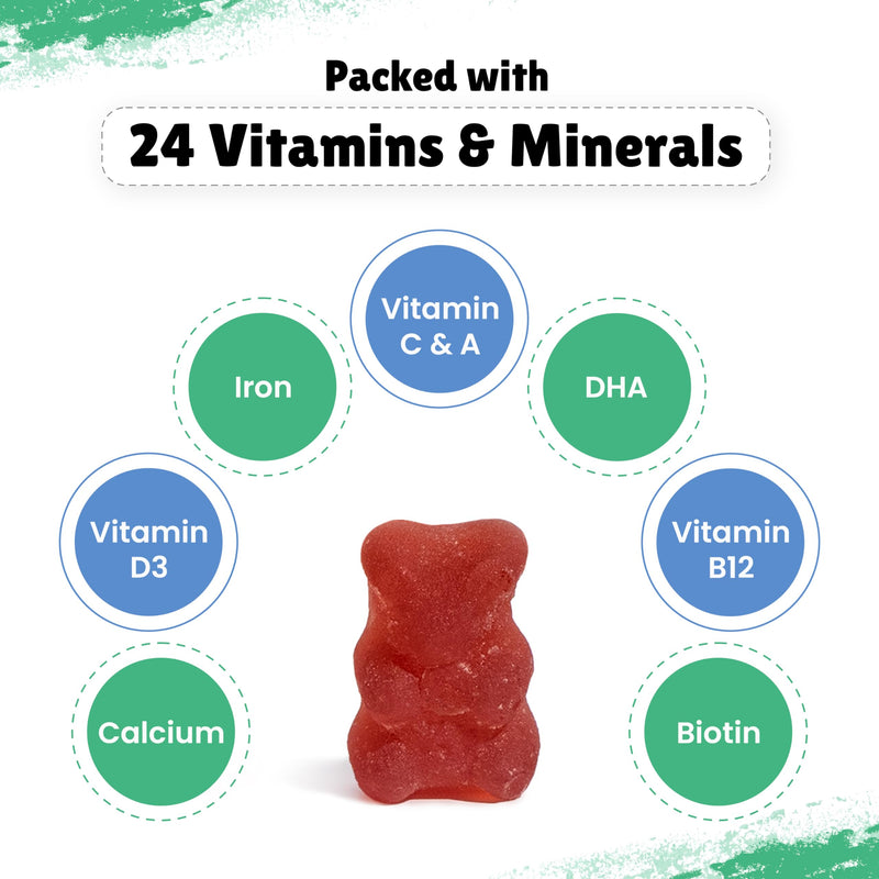 Little Joys Multivitamin Gummies 2+ Years | 30 Days Pack | With 11 essential vitamins & minerals | No Sugar Added | Strawberry Flavour | Boosts Immunity, Bone Density & Eyesight