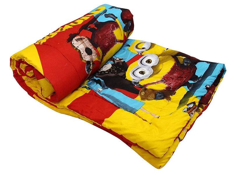 NAYU Cartoon Blanket for Kids | Organic | Pure Cotton | Reversible Cartoon Print Ac Quilt for All Season Soft, Light Weight Rajasthani Cotton Quilt for Kids (Single Bed)