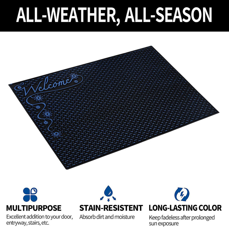 Kuber Industries Door Mat | Rubber Mud Trapper Mat | Welcome Mat | Floor mat | Door Mat for Home Entrance | Bathroom Mat | Entry Way Doormat | Black & Blue