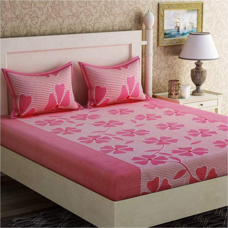 Generic Cotton 150 TC Bedsheet (Queen_Multicolour) (Pink Fruity A_1), Pack of 1