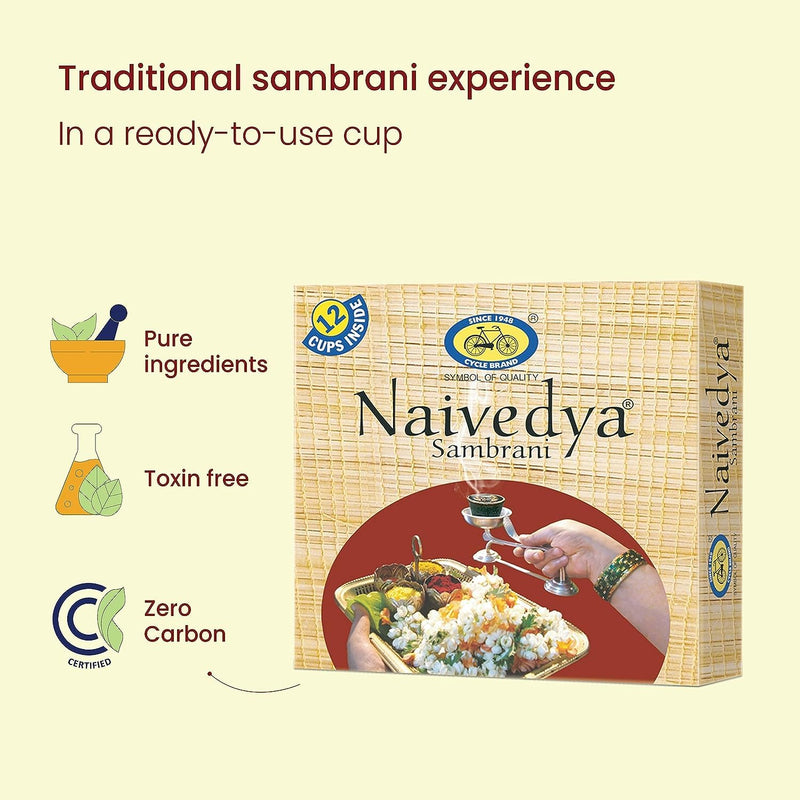 Cycle Pure Naivedya Sambrani Cups (48 pcs) + Bhimseni Camphor (100 GM) Bundle I for Daily Puja Rituals | Natural Guggal Fragrance | Dhoop Havan Cups for Pooja I Bhimseni Pure Camphor Fragrance