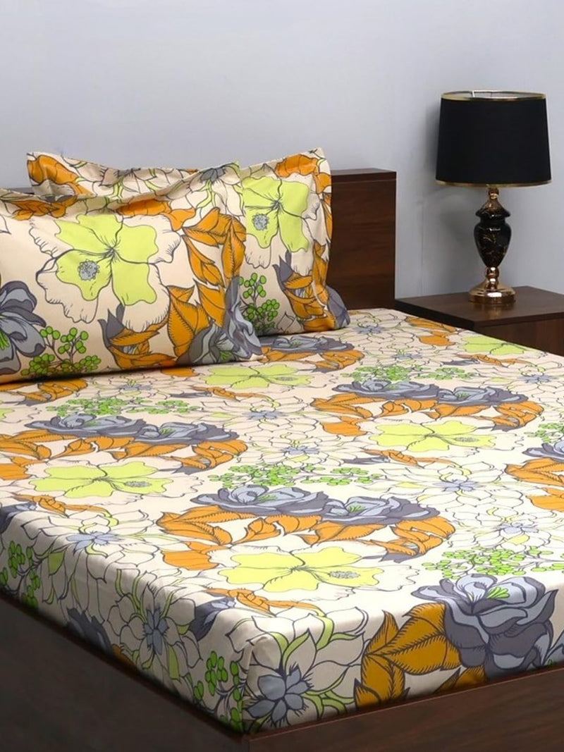 Bombay Dyeing Double Bedsheet Cotton 144 TC Premium Bedsheet & 2 Pillow Covers | Double | 224 X 254 Cms | Fade Less Colors | 2006 - Yellow