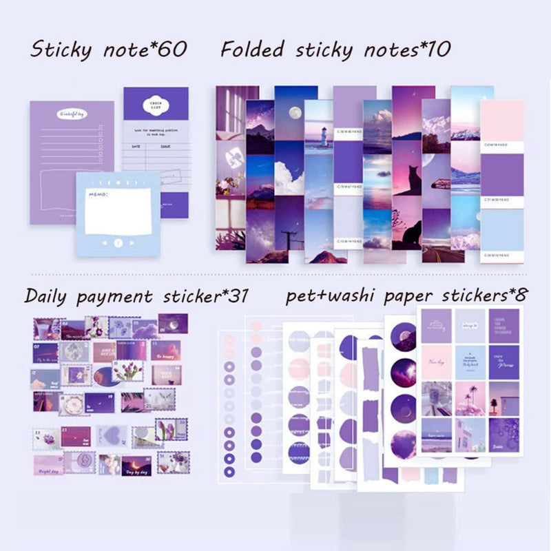 The AutoStory Aesthetic Junk Journal Kit: A6 Notebook, Stickers, DIY Craft Set for Teens, Boys, Girls. Creative Supplies for Daily Journaling, Scrapbooking (Letter from The Moon, Purple), Paper