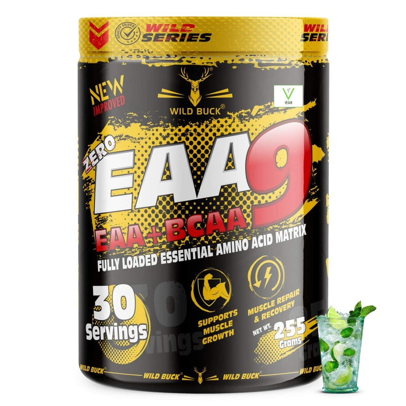 WILD BUCK EAA (Essential Amino Acids) Best For Intra-Workout/Post-Workout Advanced Formula [30 Servings, 255gm] (BCAA+EAA) (Virgin Mojito)