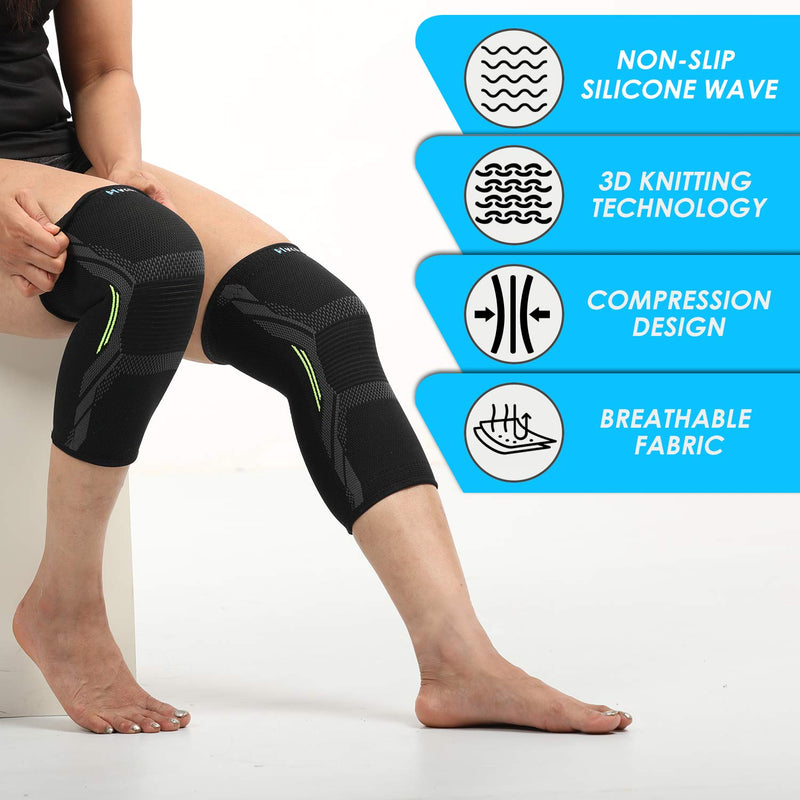 Hykes Knee Cap Compression Support for Gym Running Cycling Sports Jogging Workout Pain Relief (Medium)