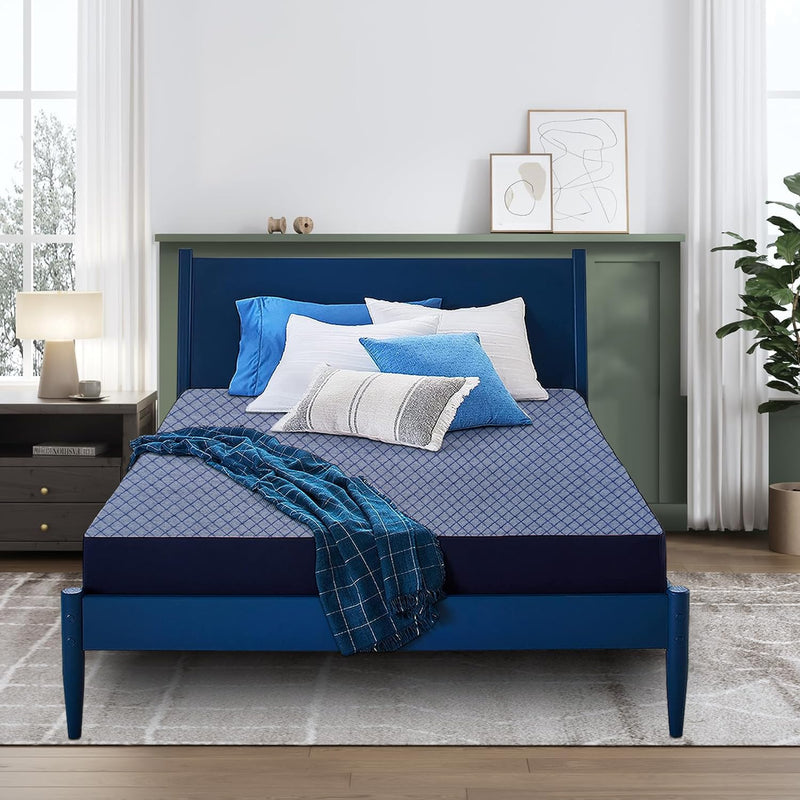 TRENDY VIBES | Double Size | Orthopedic Mattress Memory Foam Mattress, Mattress Single Bed | 6-Inch | Bed Mattress, Double Size Mattress (72x48x6 Inches, Medium Firm) - Navy Blue