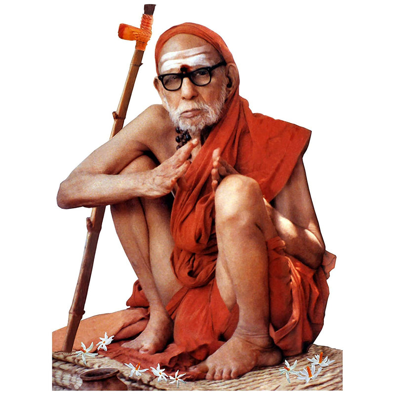 [Very Big] Vils Kanchi Saint Shri Sankaracharya Maha Periyava Divine Holy Blessing Wood & Plastic Photo Frame Cutout with Backstand for Pooja/Gift (Size- 9 inch X 12 inch)- Multicolor