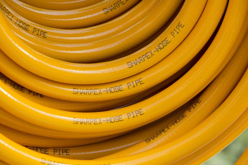 Sharpex 10 Meter 0.5 Inch Hose Pipe for garden | Heavy Duty Yellow Water Pipe Lightweight, Durable & Flexible | Hose with Clamps & Connector | Car Washing, Garden Pipe for Home, Outdoor-Indoor Use