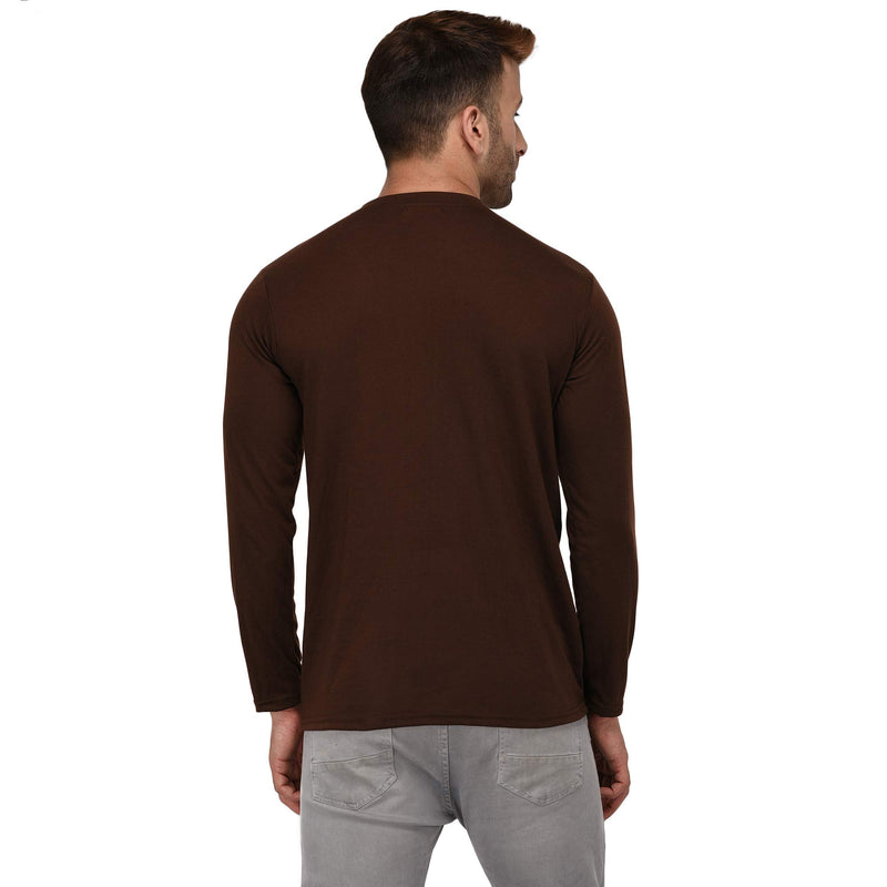 JANGOBOY Men's Cotton Blend Full Sleeve Henley Neck T-Shirt (Faizan-237-m_Brown_M) Pack of 1