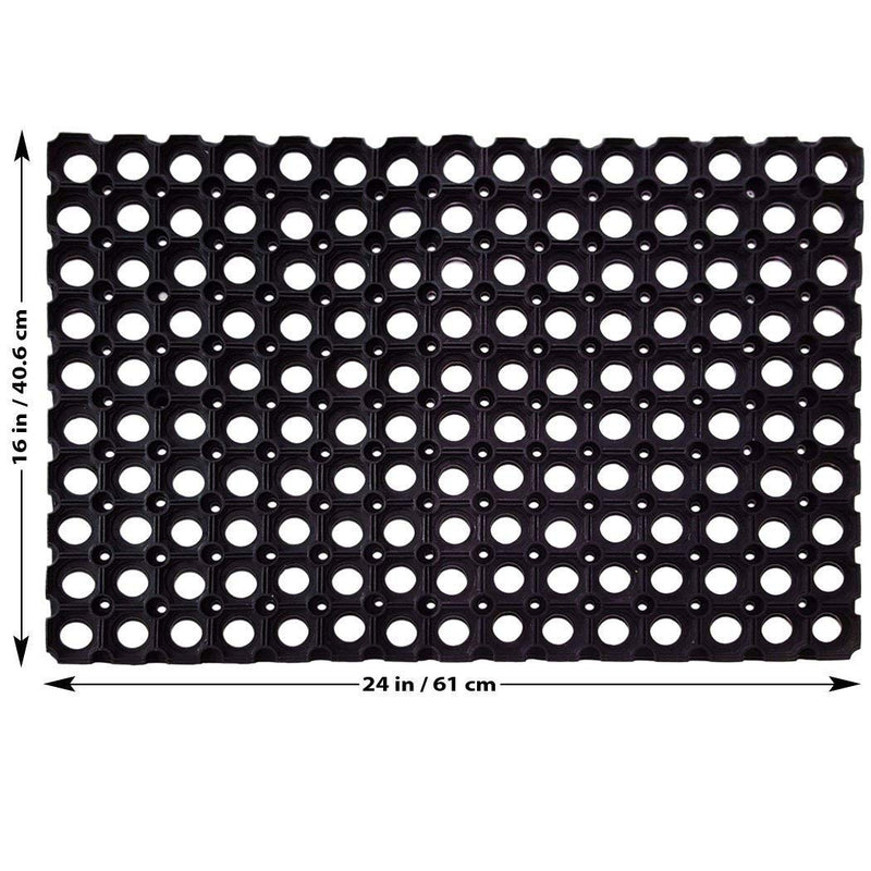 Status Contract Status PVC Rubber Outdoor Door Mat for Home/Bathroom/Bedroom/Office/Main Door/Rainy Season (41X61 Cm, Black)-Pack of 1