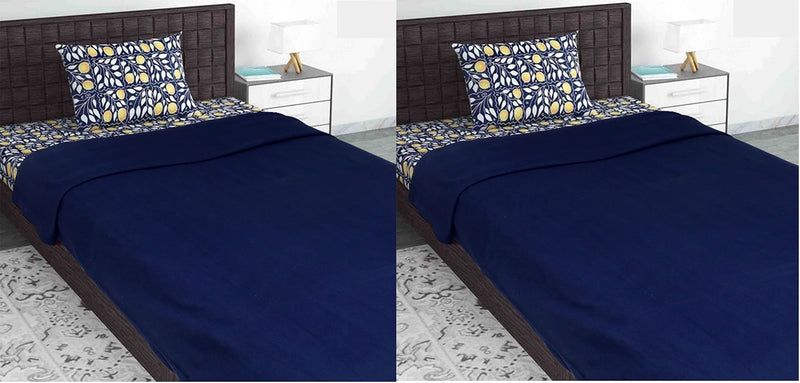 EVOLIFE All Season Polyester Micromink Summer AC Blanket Super Soft Polar Fleece Plain Single Bed Blanket |AC Dohar|Comforter| (Single) (Set of 2) (Brown) (Blue)