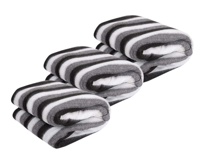 Krystle Single Bed Ac Fleece Blanket Size :Single :60X90 Inch Pack Of 3 - Black And White Stripes