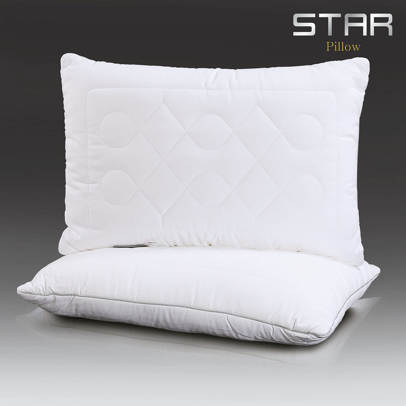 SPREAD SPAIN ® Star Pillow with Microfiber Filling Which Improves Sleeping Posture & Blood Circulation, Anti-Allergic and Breathable Sleeping Bed Pillow (45 x 68 cm, White)