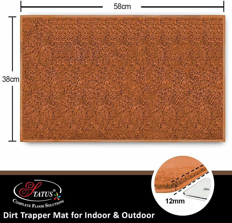 STATUS Anti-Skid Microfiber Water Absorbant/Soaking Washable Doormat for Bathroom/Entrance/Kitchen/Bedside/Door/Living-Room/Prayer Room Bath Mat (58 x 38 cm) (Set of 3 (Rust))