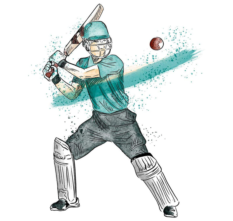 Tuffuk Cricket Player Large Vinyl Wallstickers for Home Decorations (60 cm x 70 cm) 5TZ330