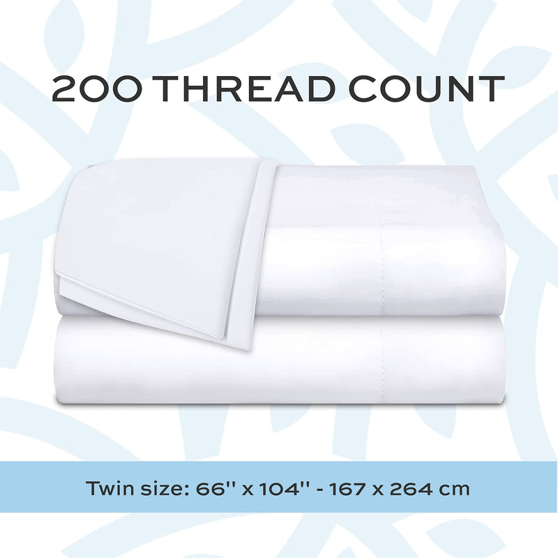 Twin Size Flat Sheets, Cotton/Poly, 66x104 in,White, by White Classic