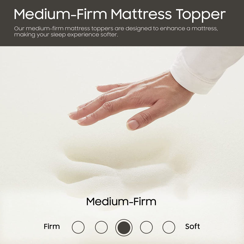 Treaton 1-inch Medium Firm Foam Toppers with Orthopedic Benefits | Provides Proper Back Support and Relieves Pain, Extends Mattress Topper Life, Improves Better Posture, Full, Off-Yellow