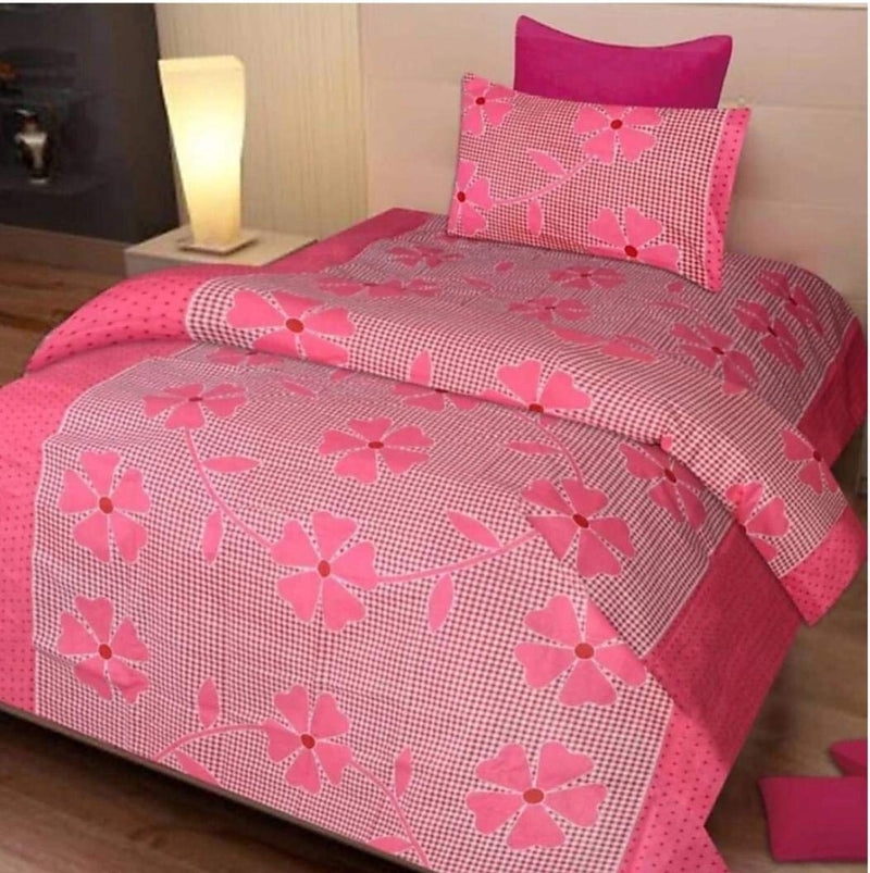 Genius Homes Cotton Single Bedsheet with One Pillow Cover