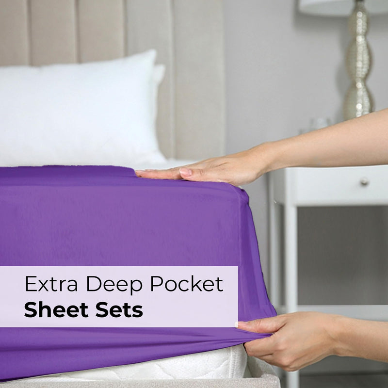 Extra Deep Pocket Sheets - 4 Piece Sheet Set - Cal King Size Sheets Deep Pocket - Extra Deep Bed Sheets - Deep California King Fitted Sheet Set - Super and Ultra Deep Sheets - for Extra Deep Mattress