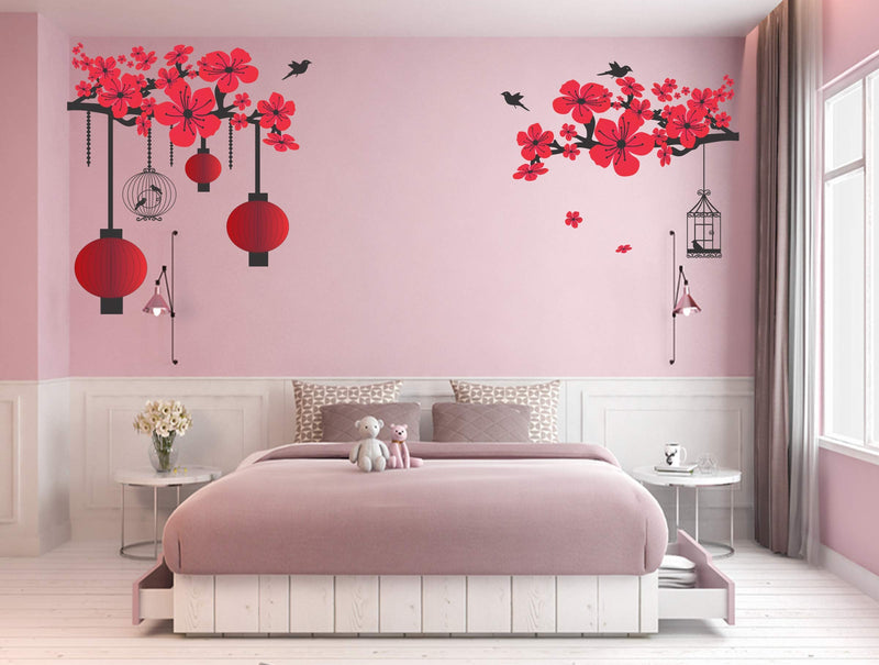 Sticker Hub Chinese Lamps in Double Sheet' Wall Sticker PVC Vinyl (PVC Vinyl, 76X142 cm)