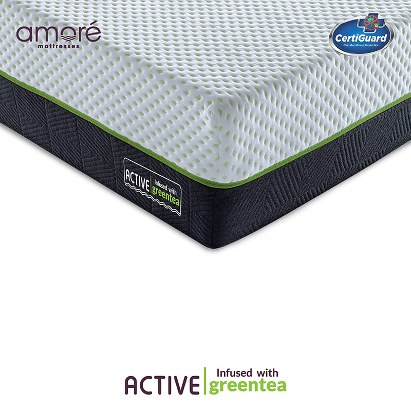 Amore New Active Green Tea Orthopedic Memory Foam Dual Comfort Single Size Mattress (75x36x6).