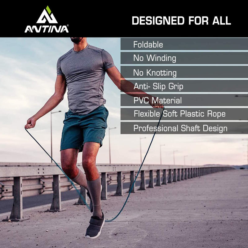 ANTINA Skipping Rope for Men and Women Jumping Rope With Adjustable Height Speed Skipping Rope for Exercise, Gym, Sports Fitness Adjustable Pencil Jump Rope (Black)