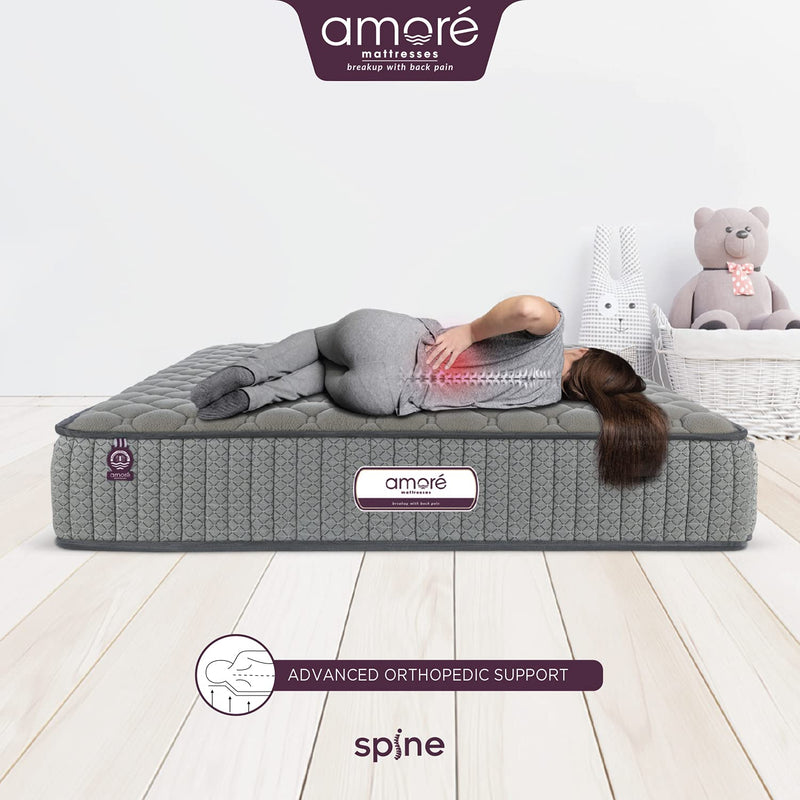 Amore Spine Memory Foam 8 Inch King High Resilience (HR), Rebonded Foam Orthopedic Mattress 84x72x8