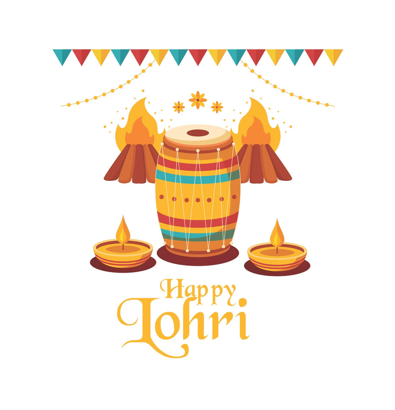 Sticker Hub Happy Lohri Wall Sticker (PVC Vinyl, 76 X 71)