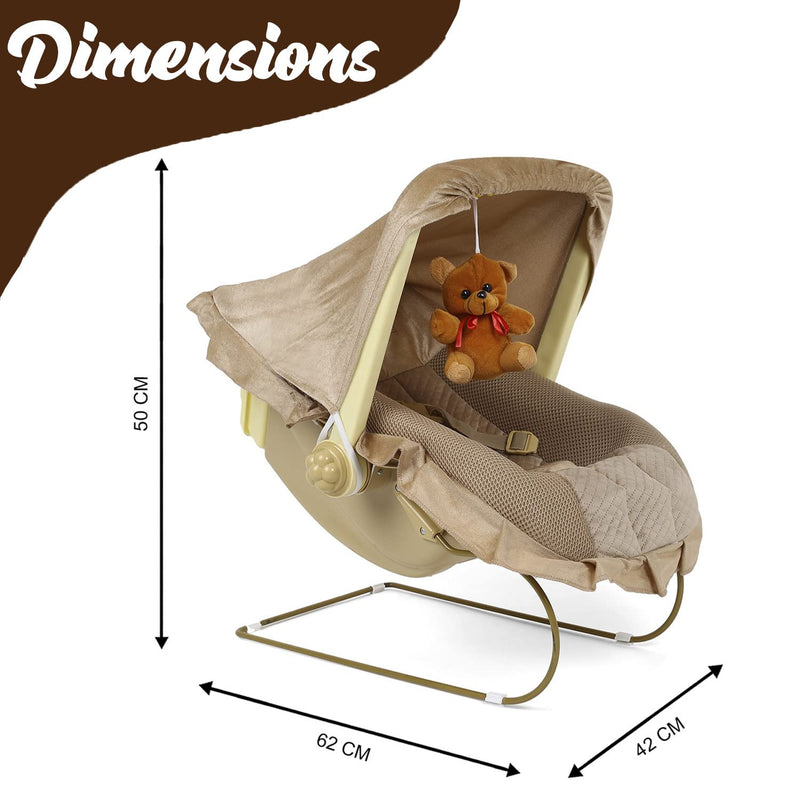 KIDBITKART adjustable Baby Bouncer Super Deluxe 12 In 1 Musical Carry Cot Bouncer (Deluxe 12 In 1), Brown, Polypropylene & Mild Steel