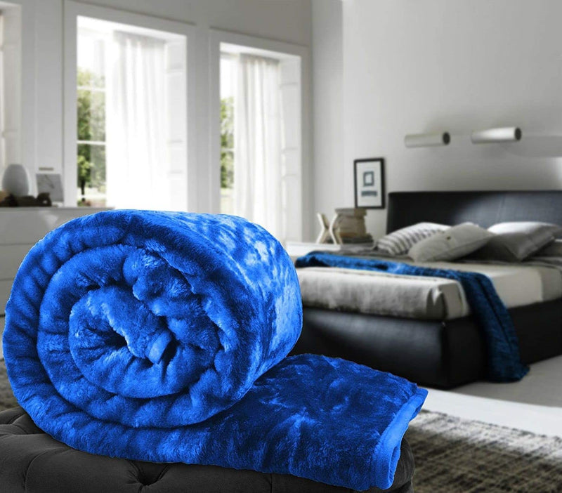 HomyReef 500 TC Winter/Mild-Winter Solid/Floral Light Weight Super Soft Warm Mink Single Bed Blanket for Winter (215 x 152 cm), Lightweight (Blue, Single Bed - 85x60 Inch)