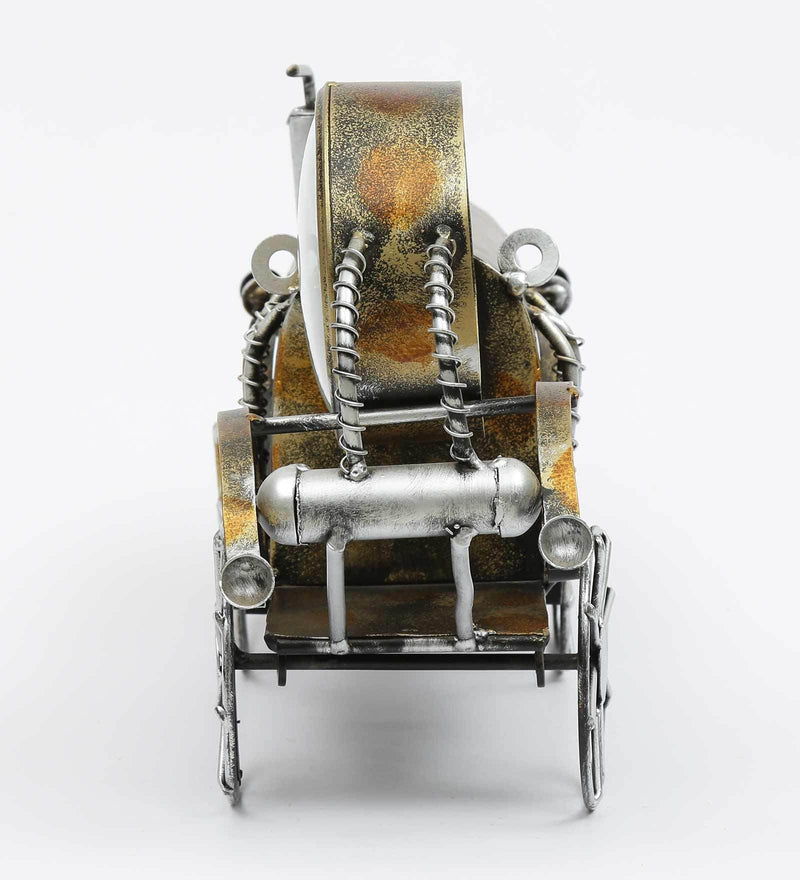 Iron Metal Handmade Decorative Gold and Copper Train Engine Table Clock for Table, Desk, Living Room, Bedroom, Halls, Offices, Cafe, etc.