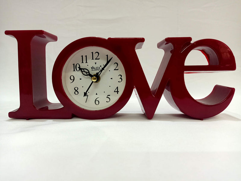 Sri Sainath Enterprises Love Table Clock / Maroon Colour Table Clock / Size:- 4IN Height, 10IN Width.