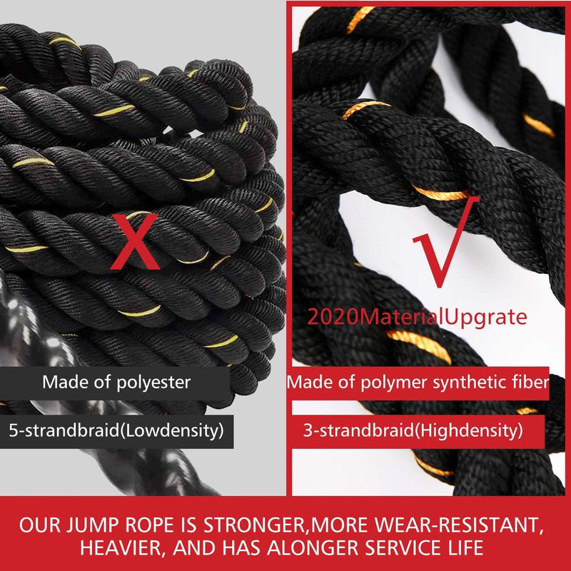 SQUAREFIT - Battle Rope 40 Feet Black| Home Exercise PVC Battle Rope | Unisex Adults Gym Battle Rope | Professional Gym Battle Rope