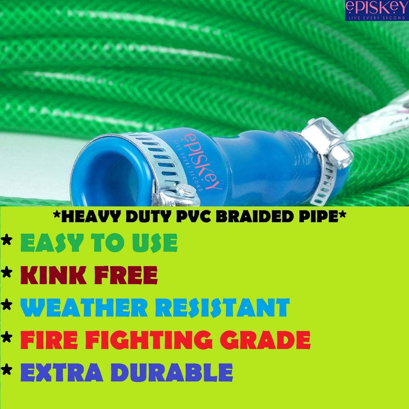 EPISKEY® Heavy Duty Expandable Garden Hose - Flexible Water Pipe with Double Latex Core, 7 Pattern Spray Gun, Braided Outer Layer - Small No Kink Hose (Multicoloured) (10 Meter)