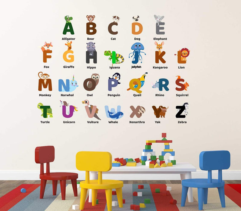 Tuffuk Kids Alphabets Multi Extra Large PVC Vinyl Wallsticker for Home Decorations(80 cm x 110 cm)6TZ100