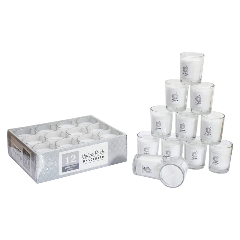 AURA Pure White Shot Glass Candles - Pack of 12