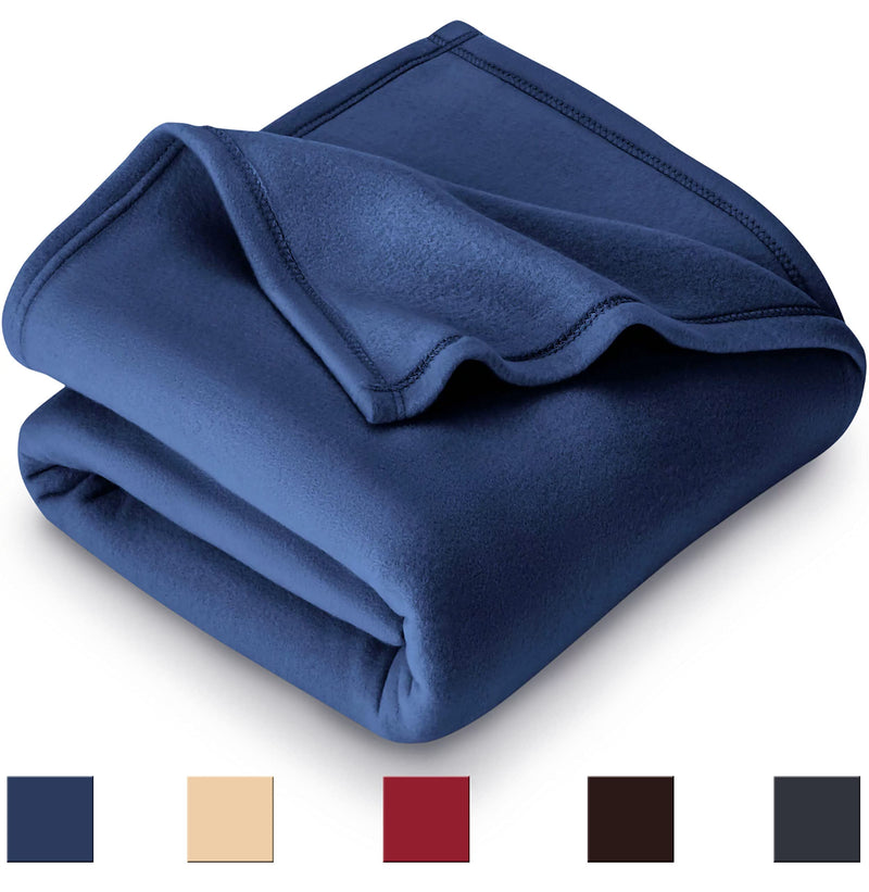 BSB HOME Plain Polar Fleece Heavy Weight Double Bed Blanket Warm Soft & Comfortable for Winter/AC Room/Hotel/Donation/Travelling (Blue, 1200 Gram, 90x90 Inches)