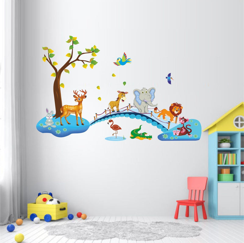 Art's Cafe | Baby Elephant Bathing 3D Wall Sticker Decorative for Kids Room Play School (17.5 x 20.5 inch)