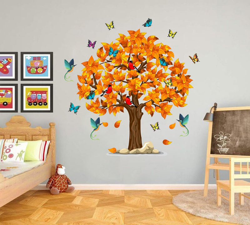 Merical Orange Tree| Size 71 X 71Cms | Wall Stickers for Home, Hall, Bedroom, Kitchen and Living Room