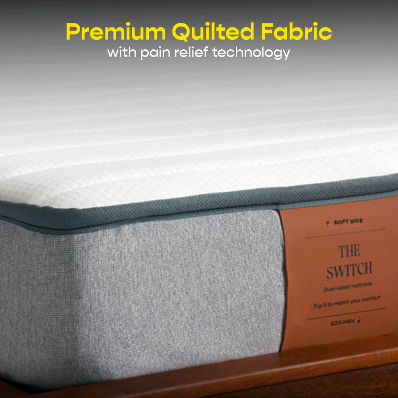 SleepyCat Switch Dual Ortho Mattress | Premium Quilted Fabric with Pain Relief Technology | Reversible Medium Soft & Firm Side | Airy & Breathable with Aeroflow Foam | Queen Size (72x60x5 Inch)