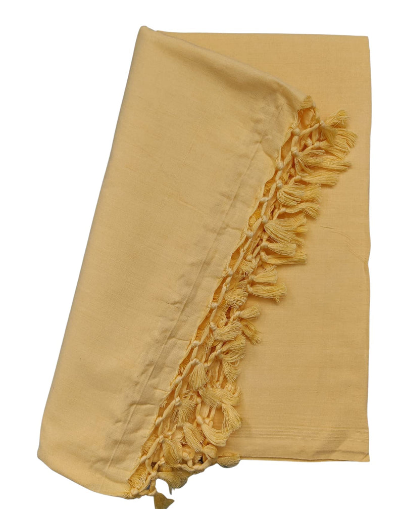 Arvore Bunkaar The Handloom Story 100% Desi Cotton 120 Count Soft Bhagalpuri Chadar/Summer Blanket/Khes/Top Sheet/AC Blanket in Queen Size- 255cm X 150cm (Dull Yellow)